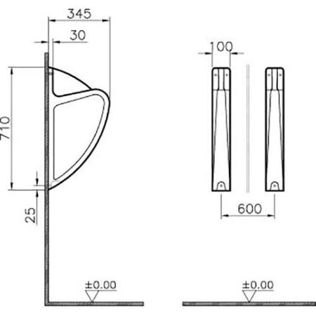 Перегородка для писсуаров Vitra Arkitekt 6902L003-0155 Белая
