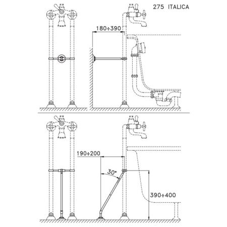 Stella Italica Труба напольного смесителя для ванны 275, цвет: хром, артикул IT 09100 CR00
