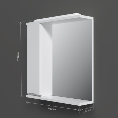 M80MPL0651WG Like зеркало, частично зеркальный шкаф, левый, 65см, с подсветкой, белый, глянец, шт, артикул M80MPL0651WG
