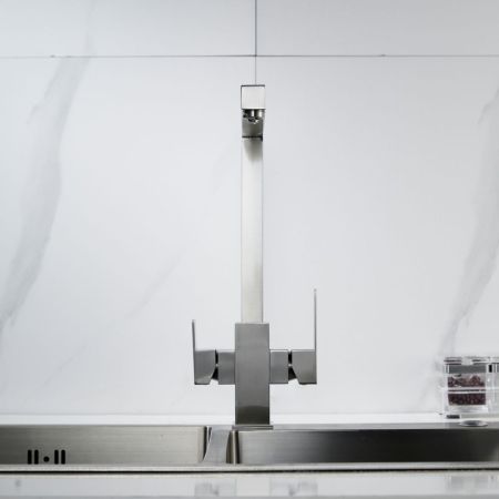 Смеситель для кухни с подключением фильтра Shevanik S148L, сатин, артикул S148L