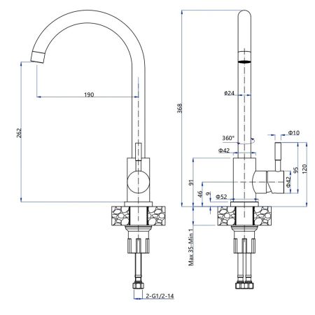 Смеситель для кухни GranFest Z-5410, темно-серый