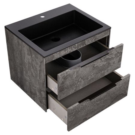 База под раковину Chiara 2D 600 подвесная, 2 выкатных ящика soft-close, G.Stone, артикул VMC-2C2600GS