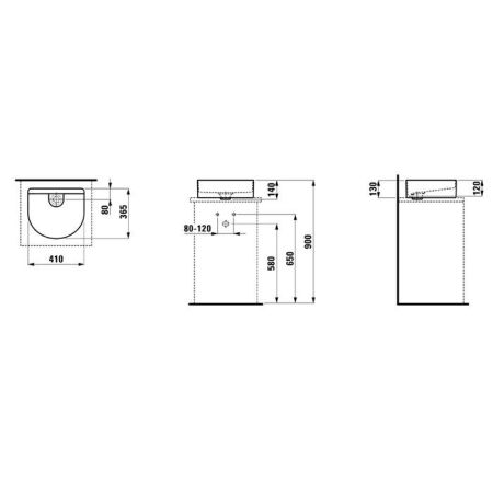 Laufen Sonar Раковина 410x365х130мм без перелива, без отв. под смеситель, цвет: белый